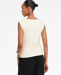 I.n.c. International Concepts Women's Short-Sleeve Ruched Boatneck Top, Macy's Exclusive