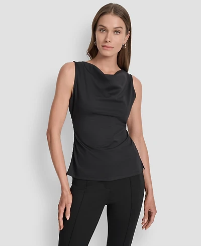 Dkny Women's Sleeveless Side-Slit Ruched Top
