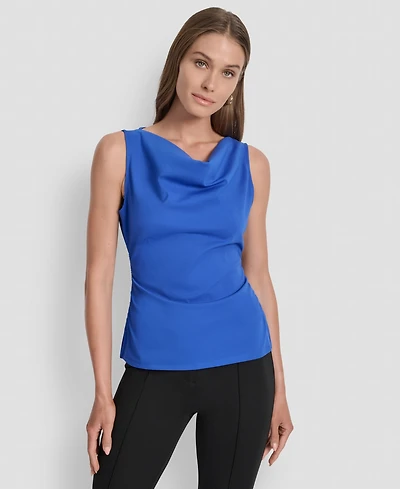 Dkny Women's Sleeveless Side-Slit Ruched Top