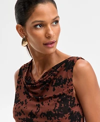 I.n.c. International Concepts Women's Cowl-Neck Printed Sleeveless Top, Macy's Exclusive