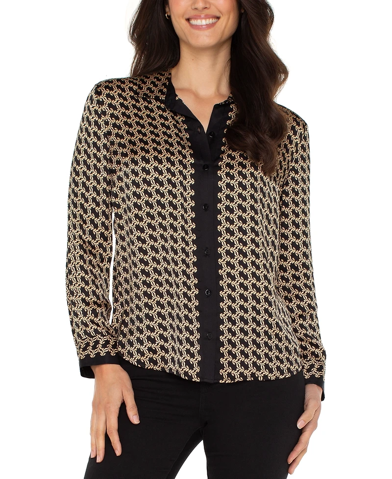 Liverpool Los Angeles Women's Long-Sleeve Button-Front Woven Shirt