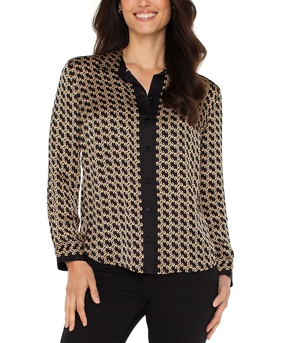 Liverpool Los Angeles Women's Long-Sleeve Button-Front Woven Shirt