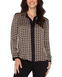 Liverpool Los Angeles Women's Long-Sleeve Button-Front Woven Shirt