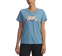 Under Armour Women's Ua Tech Watercolor Graphic V-Neck T-Shirt