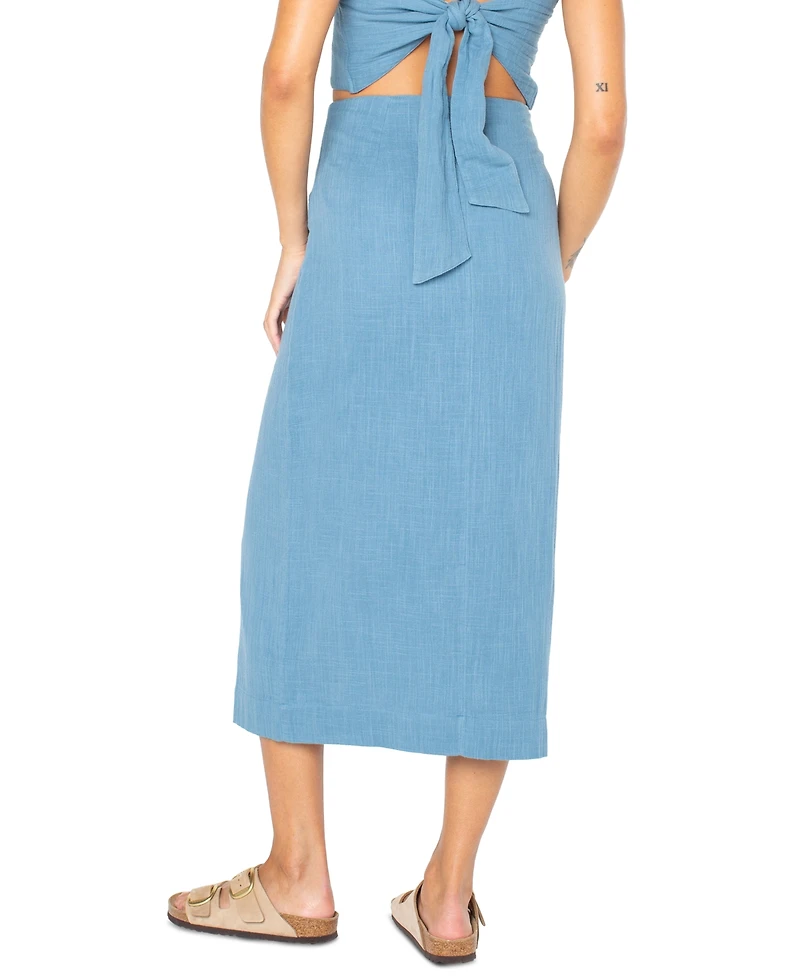 Roxy Juniors' Island Nomad Cotton Button-Front Midi Skirt