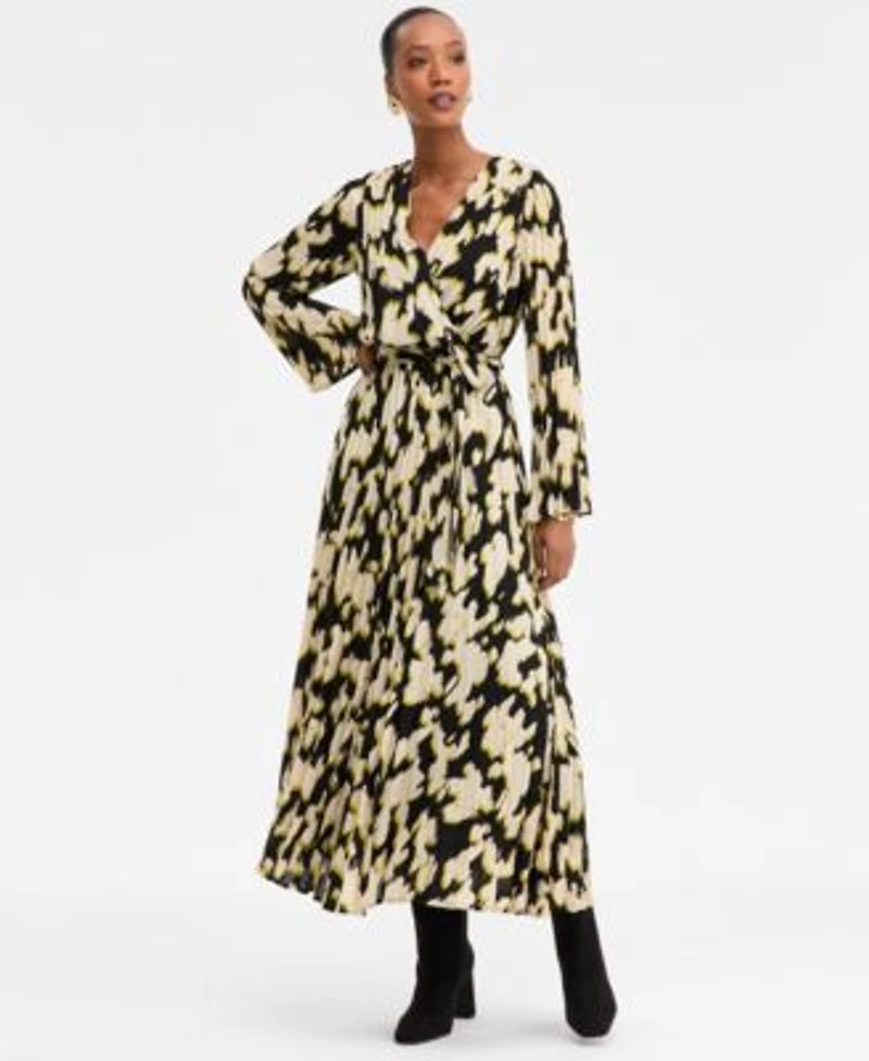 I.N.C. International Concepts Womens Printed Surplice Neck Maxi Dress Macys Exclusive P Xs Xxl