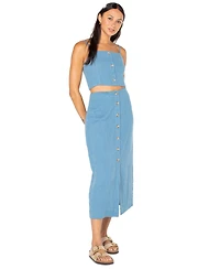 Roxy Juniors' Island Nomad Button-Front Back-Tie Cotton Cropped Top