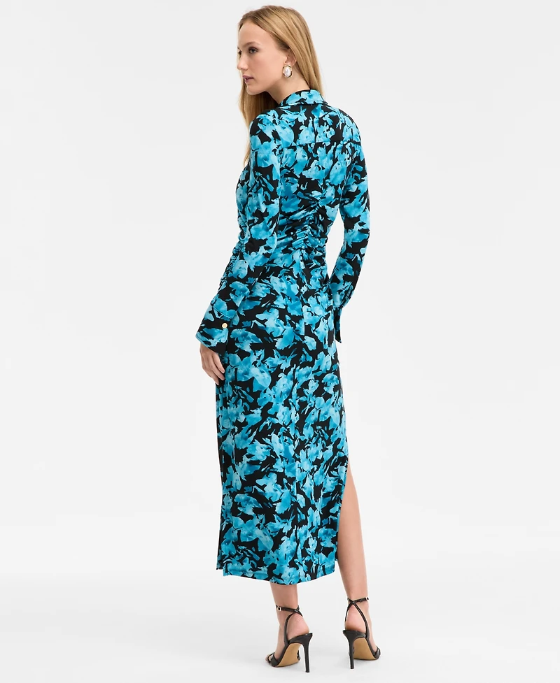 I.n.c. International Concepts Women's Printed Long Sleeve Collared Maxi Dress, Macy's Exclusive