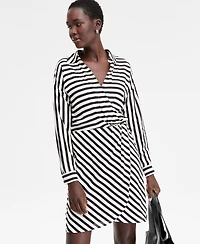 I.n.c. International Concepts Women's Striped Faux-Wrap Dress, Macy's Exclusive