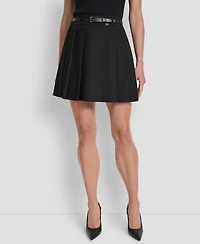 Dkny Women's Lined Belted Pleated Mini Skirt