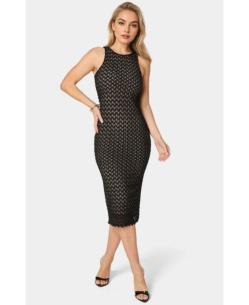 Bebe Women's Lace Racerback Midi Dress
