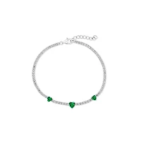 Simona Sterling Silver, Heart Cz Tennis Bracelet
