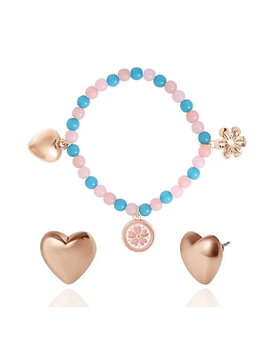 Jessica Simpson Kids Pastel Beaded Bracelet & Heart Earrings Set