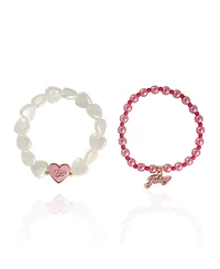 Juicy Couture Kids Pink & White Bracelet Duo – Heart & Juicy Charms