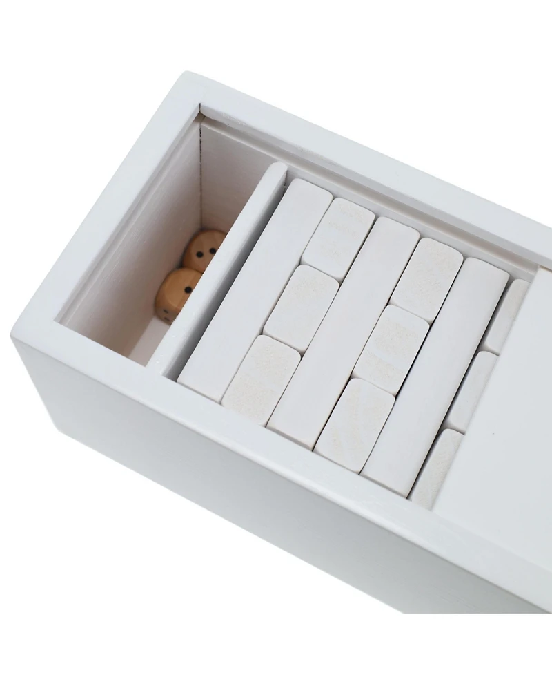 We Games White Wooden Blocks Stacking Tower Game with White Wooden Box, 12 in.