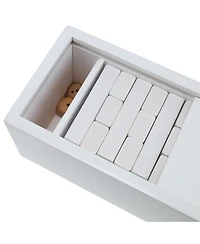 We Games White Wooden Blocks Stacking Tower Game with White Wooden Box, 12 in.