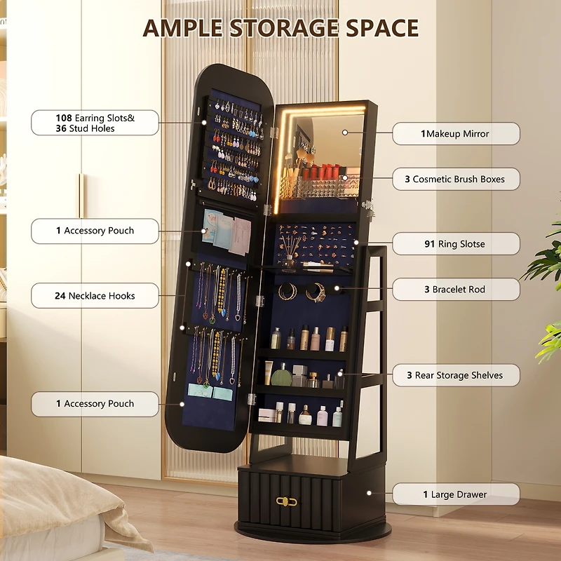 Vlsrka Full-length mirror with wooden frame for floor standing or wall mounting