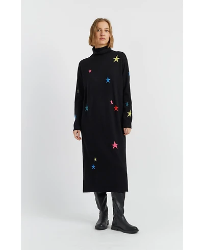 Chinti & Parker Women's Wool Cashmere Star Rollneck Dress