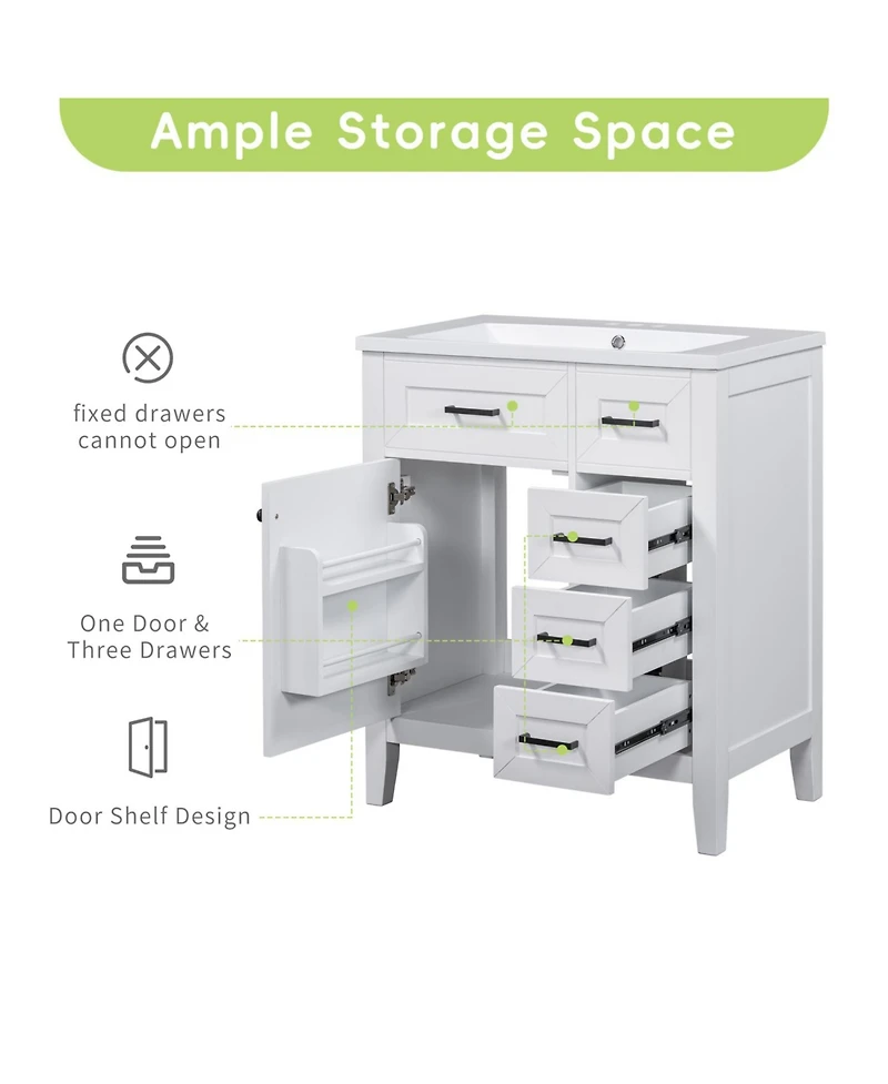Streamdale Furniture 30" Bathroom Vanity with Sink & Drawers