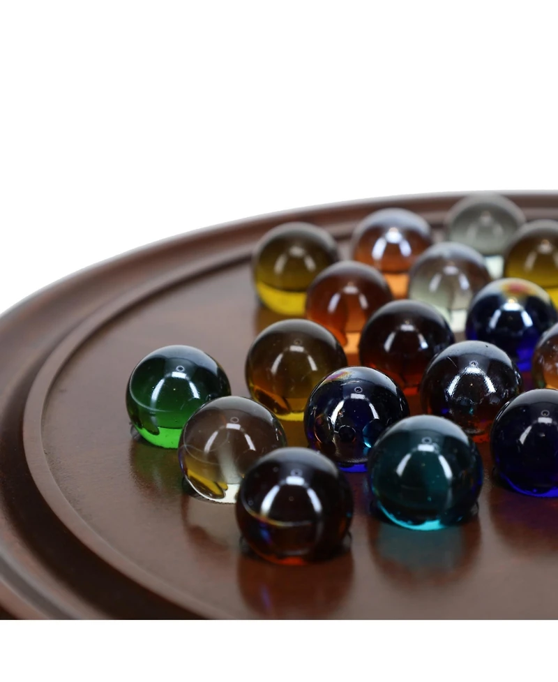 We Games Marble Solitaire Game - Solid Maple Wood with Glass Marbles in Assorted Colors - 12 in.