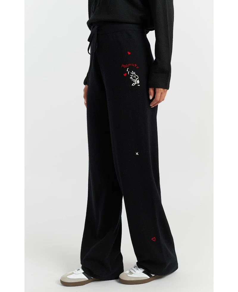 Chinti & Parker Women's Wool Cashmere Peanuts Wide-Leg Track Pants