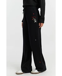 Chinti & Parker Women's Wool Cashmere Peanuts Wide-Leg Track Pants