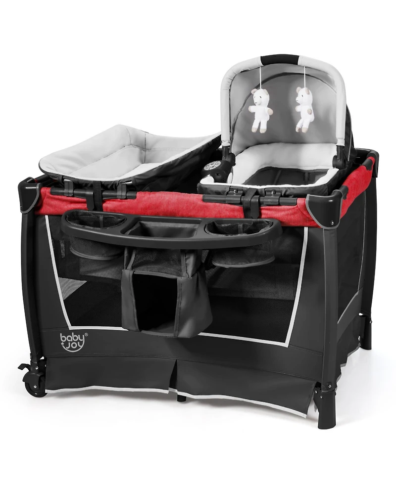 Costway Kids 4 in 1 Convertible Portable Playard Newborn Napper