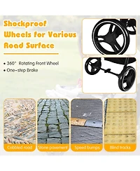 Costway High Landscape Baby Stroller Pushchair with Expandable & Footmuff Canopy 20 lbs. 0-3 Years