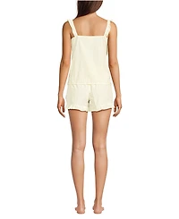 Lands' End Women's Poplin 2 Piece Pajama Set - Tank Top and Shorts