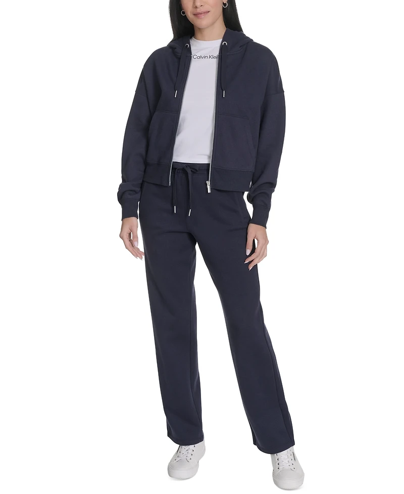 Calvin Klein Women's Fleece Crop Zip-Front Long-Sleeve Hoodie