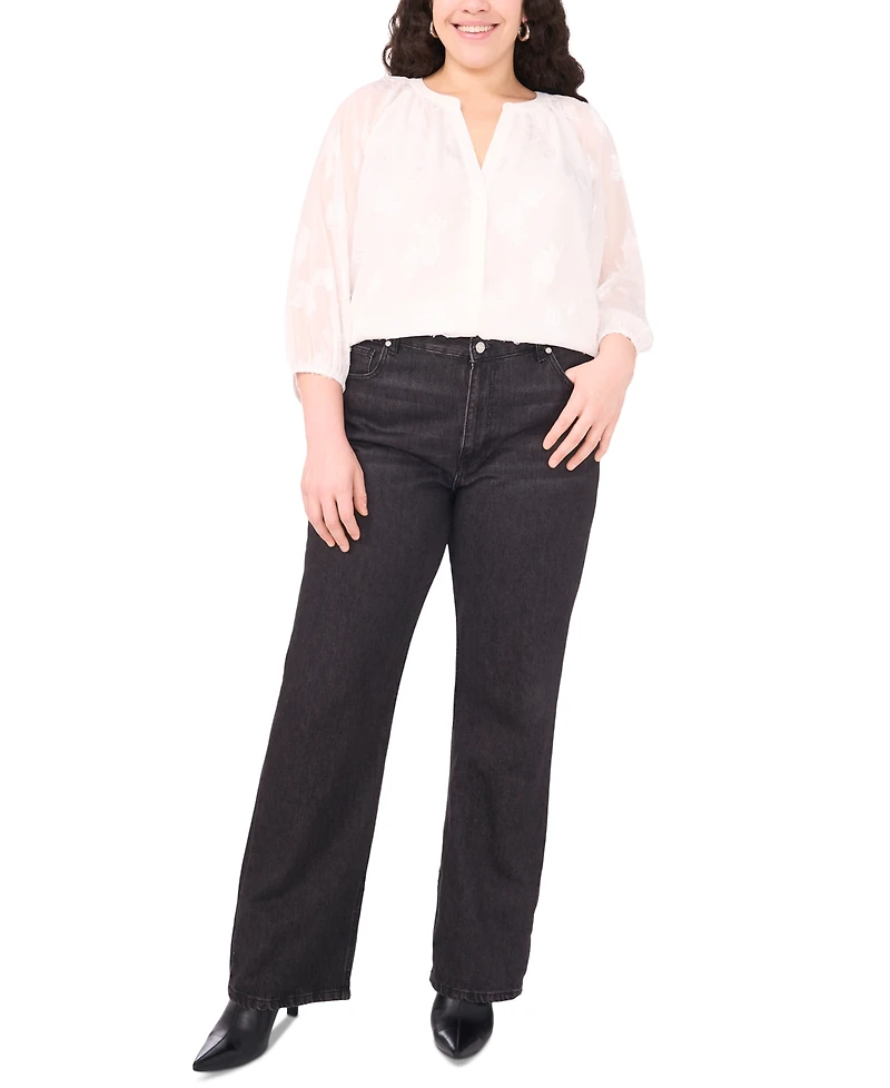 Vince Camuto Plus Raglan-Sleeve V-Neck Blouse