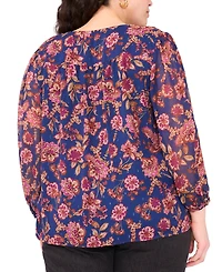 Vince Camuto Plus Long-Sleeve V-Neck Blouse