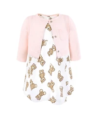 Hudson Baby Girls Lightweight Cotton Dress and Cardigan Set