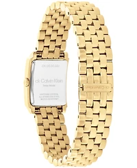 Calvin Klein Women's Elongated Gold Tone Stainless Steel Bracelet Watch, 18.5 x 20.5mm