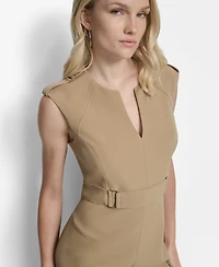Dkny Women's Sleeveless V-Neck Sheath Midi Dress