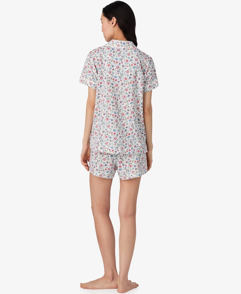 Lauren Ralph Short Sleeve Notch Collar Boxer Pajama Set