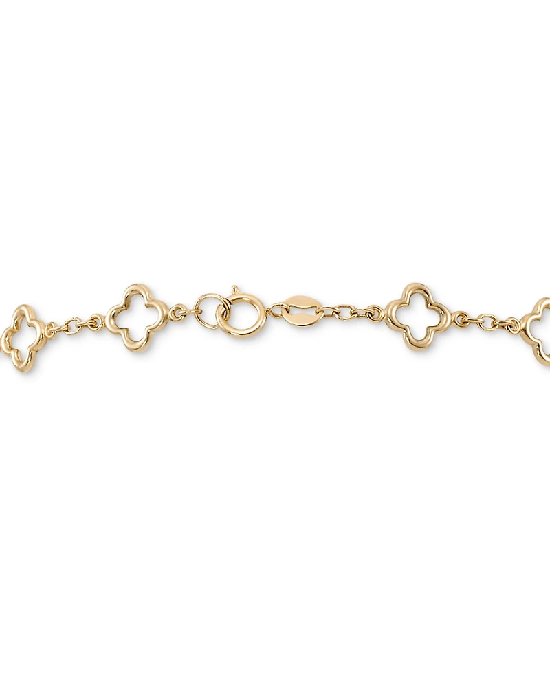 Polished Openwork Clover Link Chain Bracelet in 10k Gold