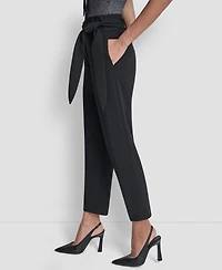 Dkny Women's Tie-Waist High-Rise Straight-Fit Pants