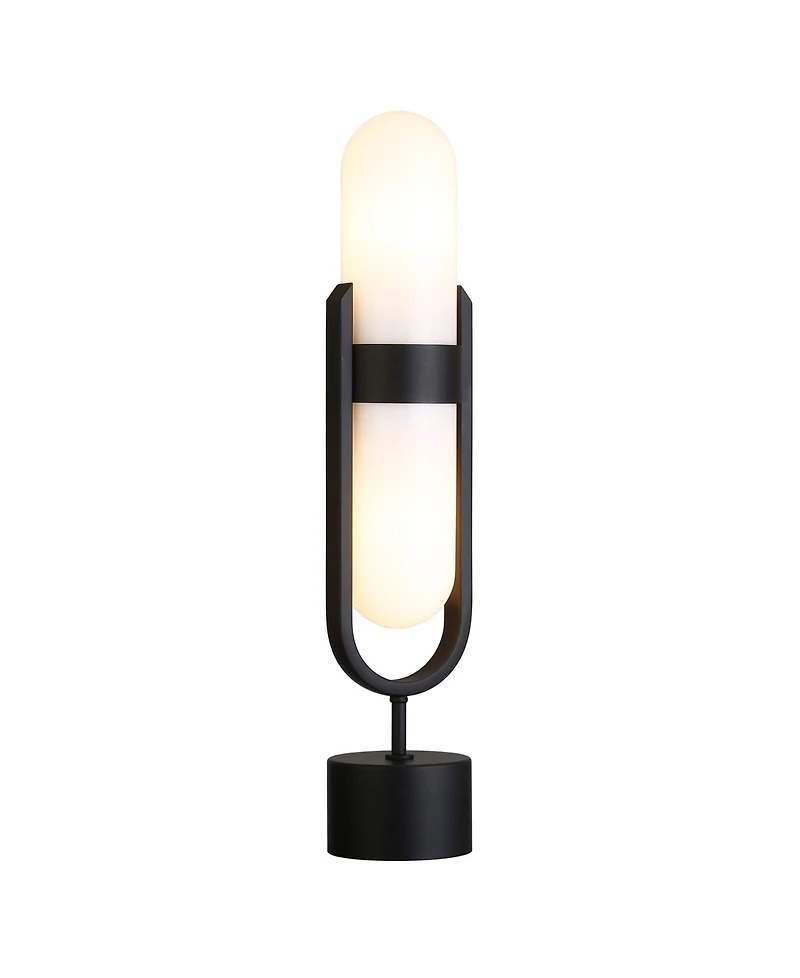 Hudson & Canal Blair 25" Metal Pill-Shaped Table Lamp with Milk Glass Shade