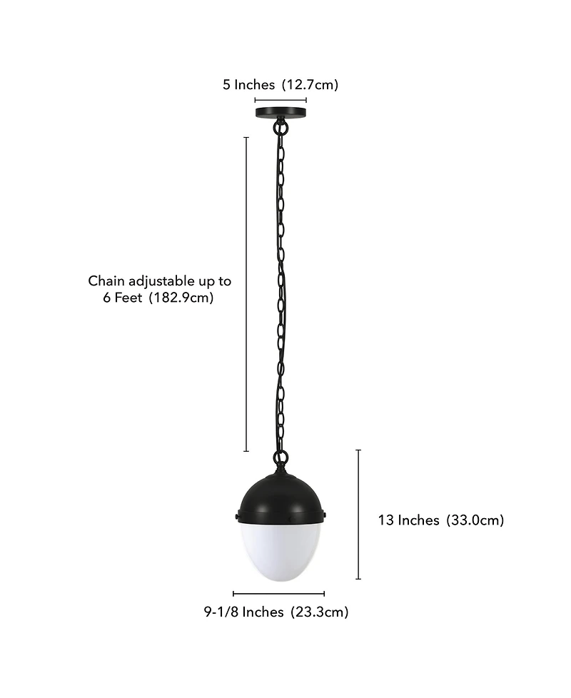 Hudson & Canal Aurelia 13" Metal Pendant with Glass Shade