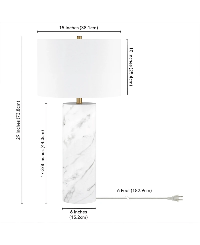 Hudson & Canal Elise 29.5" Metal Table Lamp with Fabric Shade