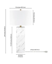 Hudson & Canal Elise 29.5" Metal Table Lamp with Fabric Shade