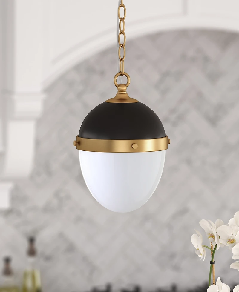Hudson & Canal Aurelia 13" Metal Pendant with Glass Shade