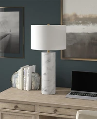 Hudson & Canal Elise 29.5" Metal Table Lamp with Fabric Shade