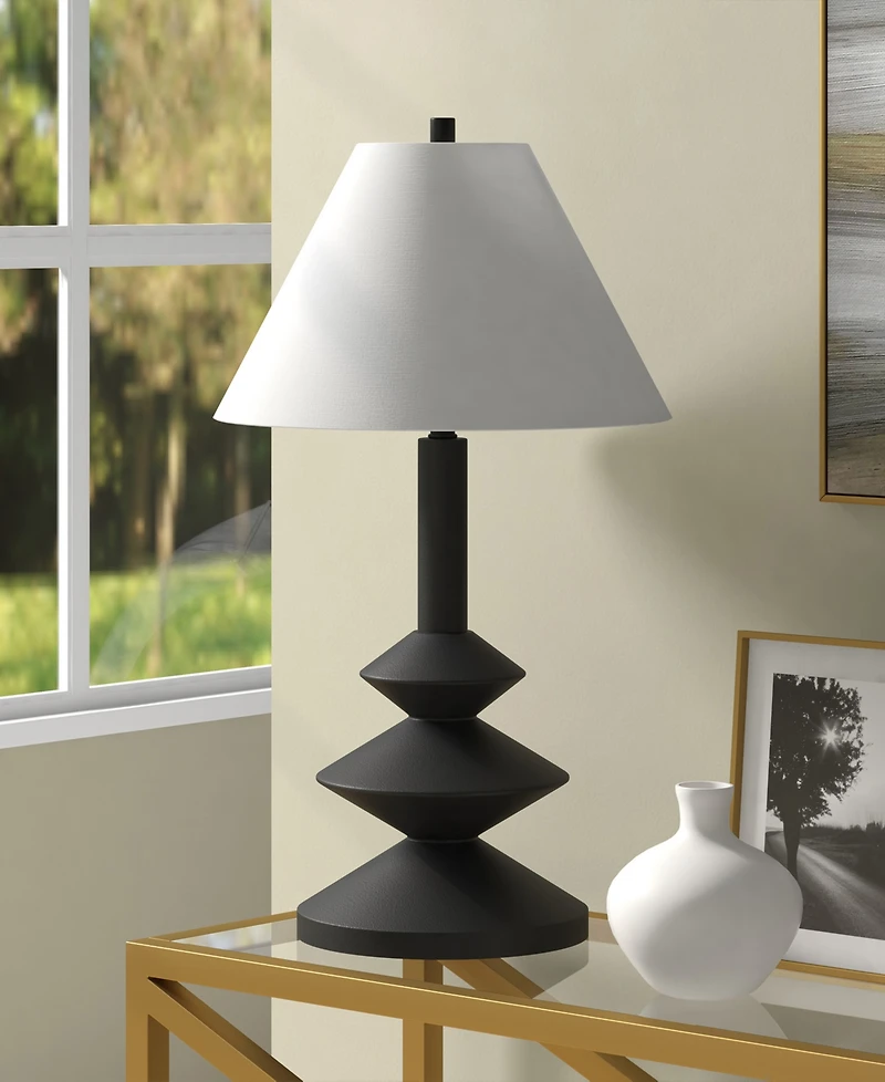 Hudson & Canal Abilene 28" Resin Triple Gourd Lamp with Fabric Shade
