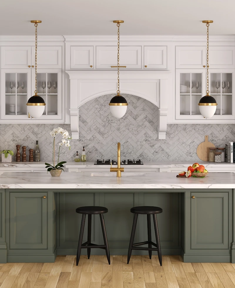 Hudson & Canal Aurelia 13" Metal Pendant with Glass Shade