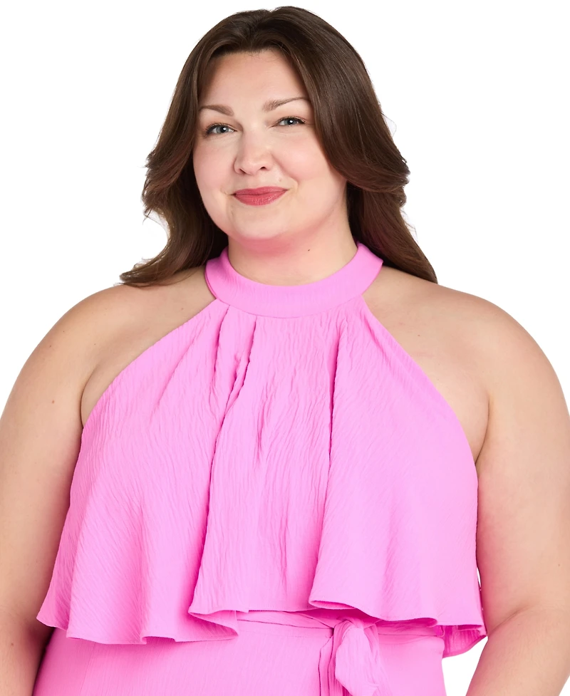R & M Richards Plus Solid-Color Halter Dress