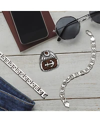 Bling Jewelry Thick Heavy Solid Sterling Silver 9MM Marine Anchor Mariner Chain Link Bracelet Inch