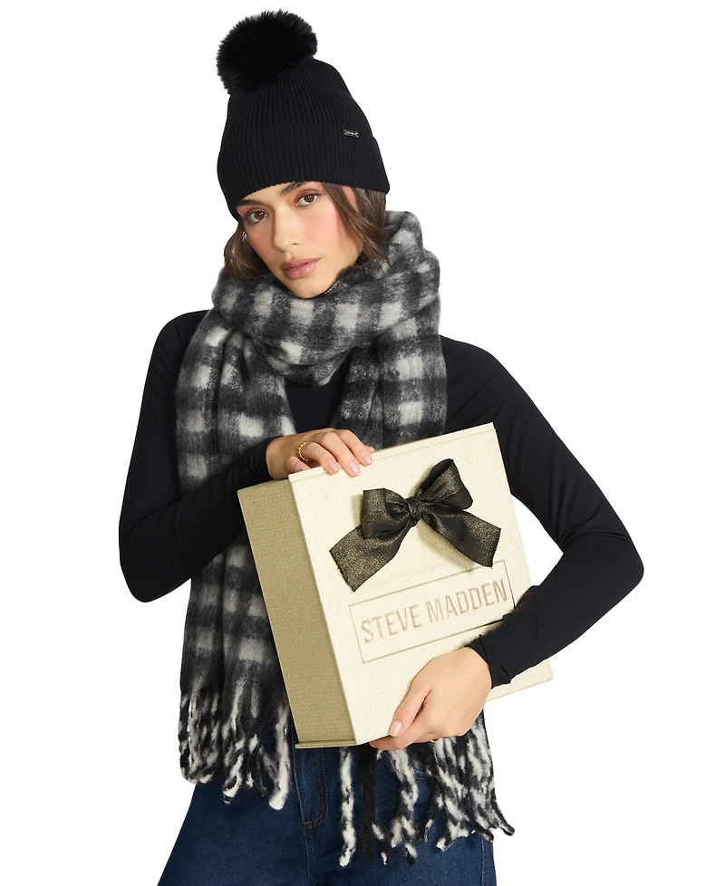Steve Madden Buffalo Blaze Beanie and Scarf Gift Set, 2-Piece Set