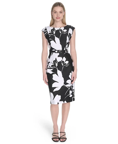 Calvin Klein Women's Short-Sleeve Scuba Midi Dress